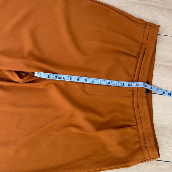 NWT Pretty Little Thing Rust Pleat Detail Wide Leg Trouser 16/Polished Boho Chic - Picture 8 of 13